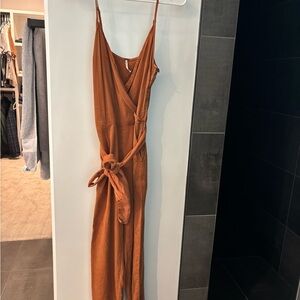 Free People Terracotta Wrap Jumpsuit